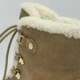 cow suede leathe Waterproof ankle Snow Boots Women Winter Plush Thick Soled Outdoor Shoes