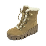 cow suede leathe Waterproof ankle Snow Boots Women Winter Plush Thick Soled Outdoor Shoes